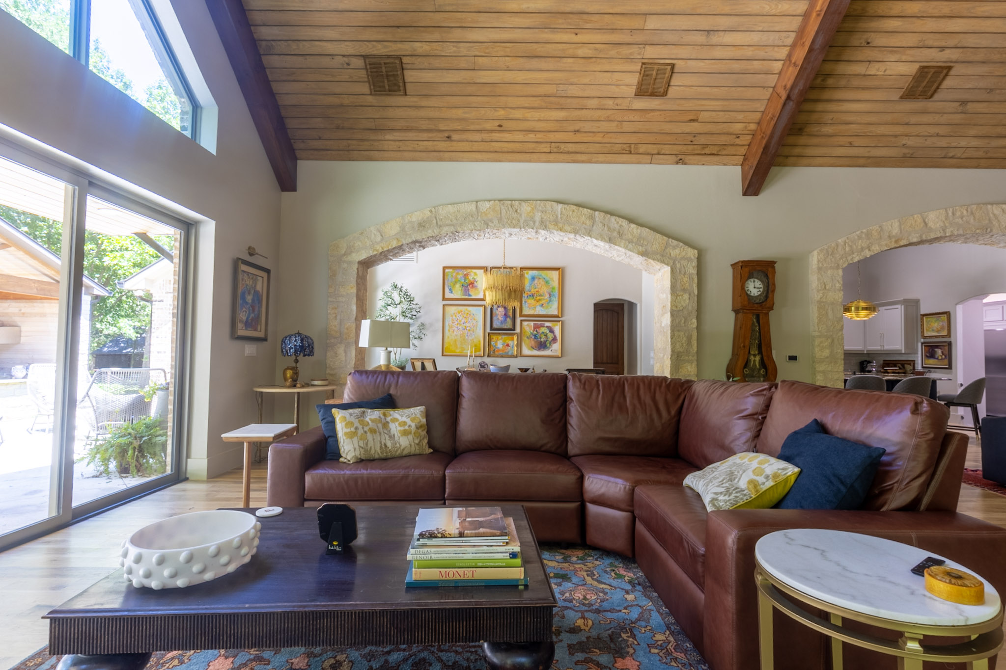 Expanded Living Room with Custom Stone Archway