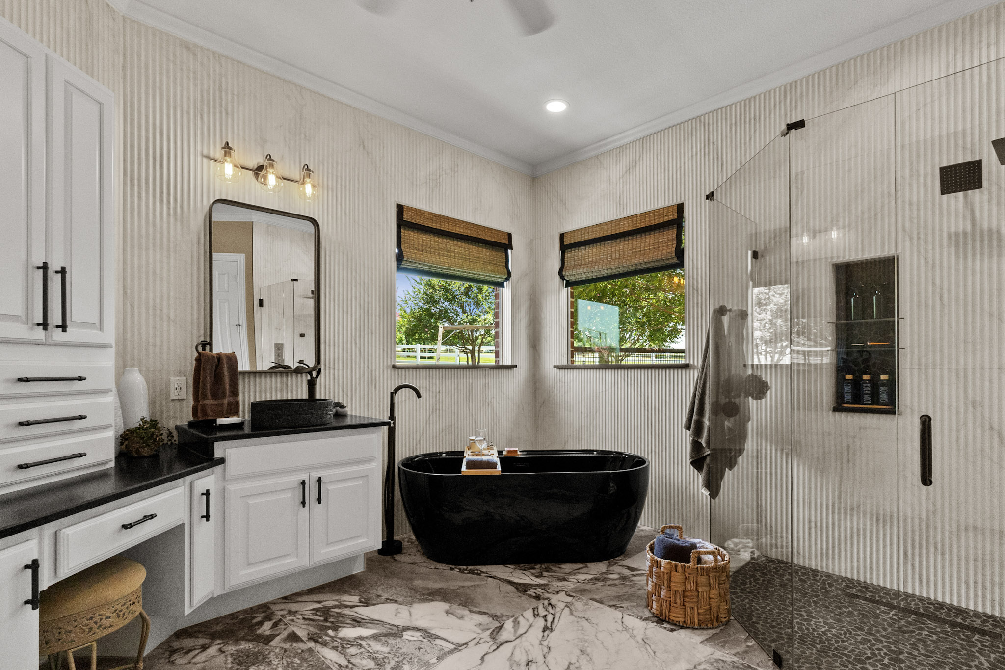 Complete primary bathroom remodel by CMA Flooring & Remodeling in Celina, Texas