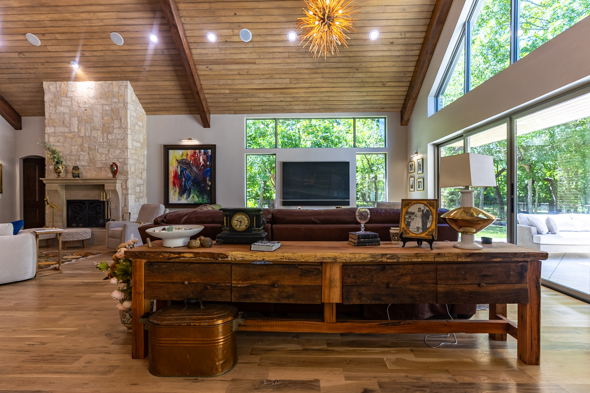 Living Room Remodel with Natural Light and Wood Details